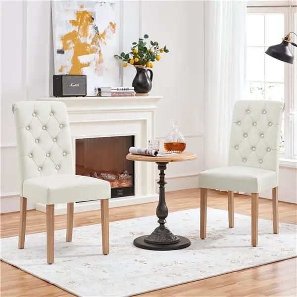 6x Classic Upholstered Dining Chairs High Back Kitchen Chairs by Yaheetech
