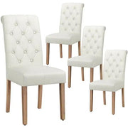 4pcs Classic Upholstered Dining Chairs High Back Kitchen Chairs by Yaheetech
