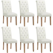 6x Classic Upholstered Dining Chairs High Back Kitchen Chairs by Yaheetech
