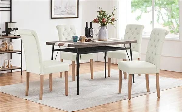 4pcs Classic Upholstered Dining Chairs High Back Kitchen Chairs by Yaheetech