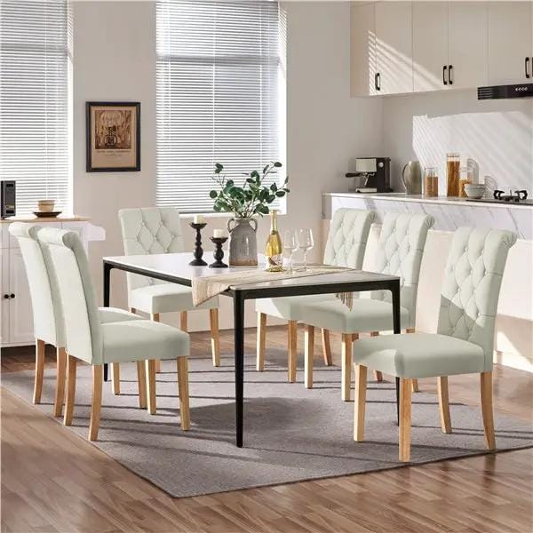6x Classic Upholstered Dining Chairs High Back Kitchen Chairs by Yaheetech