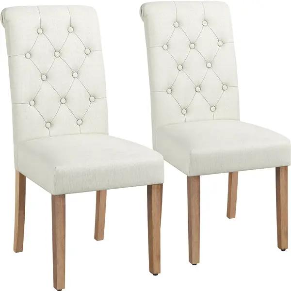 4pcs Classic Upholstered Dining Chairs High Back Kitchen Chairs by Yaheetech