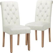 2x Classic Fabric Upholstered Dining Chairs Armless High Back Kitchen Chairs by Yaheetech