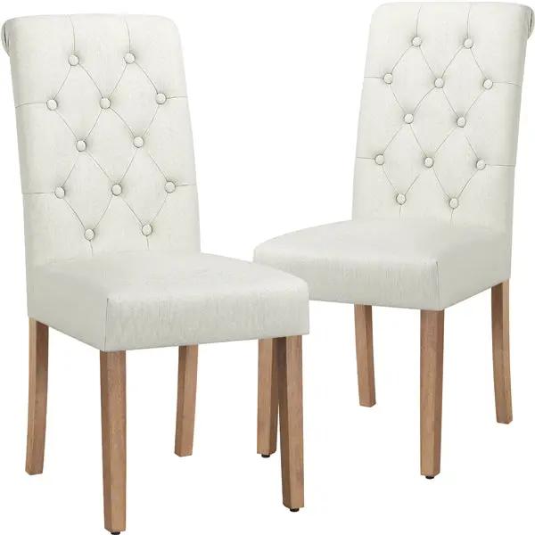 6x Classic Upholstered Dining Chairs High Back Kitchen Chairs by Yaheetech
