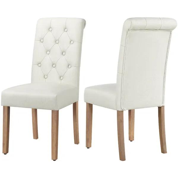 4pcs Classic Upholstered Dining Chairs High Back Kitchen Chairs by Yaheetech