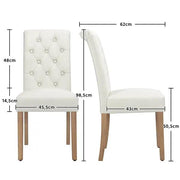 2x Classic Fabric Upholstered Dining Chairs Armless High Back Kitchen Chairs by Yaheetech