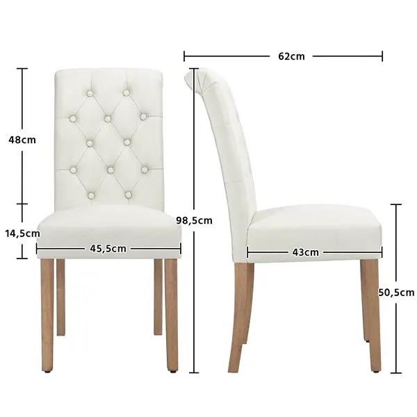2x Classic Fabric Upholstered Dining Chairs Armless High Back Kitchen Chairs by Yaheetech