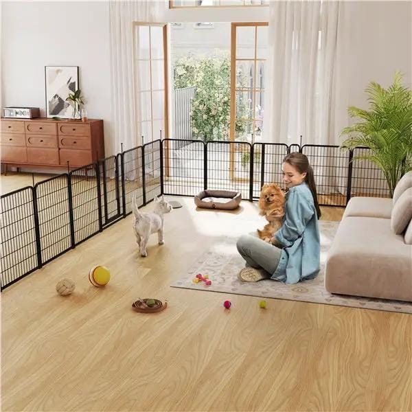 Yaheetech Yaheetech 2 Pack 8 Panel Pet Playpen With Gate Foldable Dog Fence Yaheetech 2 Pack 8 Panel Pet Playpen With Gate Fence