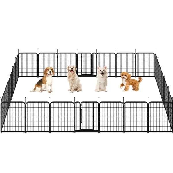 Yaheetech Yaheetech 31.5 Inch Dog Playpen Panels With Door Black Metal Fence Yaheetech 31.5 Inch Dog Playpen Panels With Door
