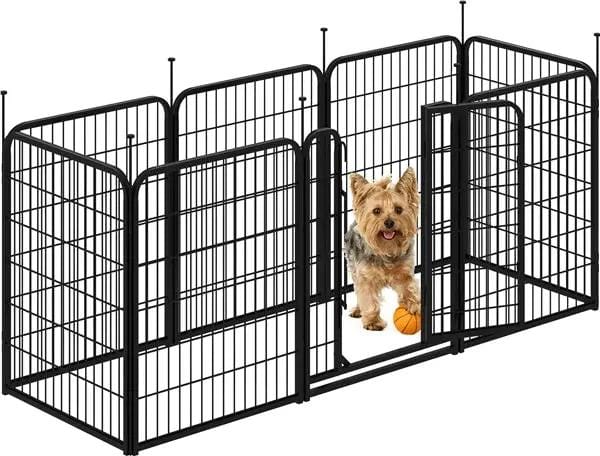 Yaheetech Yaheetech 31.5 Inch Dog Playpen Panels With Door Black Metal Fence Yaheetech 31.5 Inch Dog Playpen Panels With Door