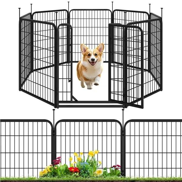Yaheetech Yaheetech 31.5 Inch Dog Playpen Panels With Door Black Metal Fence Yaheetech 31.5 Inch Dog Playpen Panels With Door
