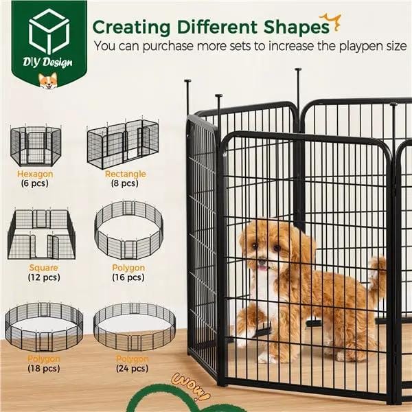 Yaheetech Yaheetech 8-Panel Foldable Metal Pet Playpen With Door For Indoor Outdoor Use Yaheetech 8 Panel Foldable Metal Pet Playpen With Door