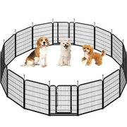 Yaheetech Yaheetech 31.5 Inch Dog Playpen Panels With Door Black Metal Fence Yaheetech 31.5 Inch Dog Playpen Panels With Door