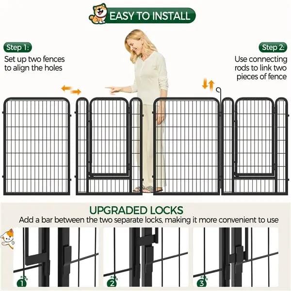 Yaheetech 40 Inch Dog Playpen Panels Black Steel Fence With Door Exercise Pen 40 Inch Dog Playpen Panels Black Steel Fence With Door