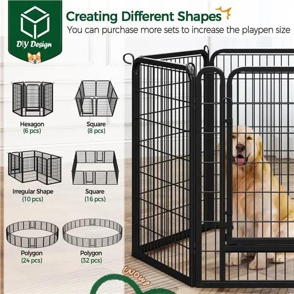 Yaheetech 40 Inch Dog Playpen Panels Black Steel Fence With Door Exercise Pen 40 Inch Dog Playpen Panels Black Steel Fence With Door