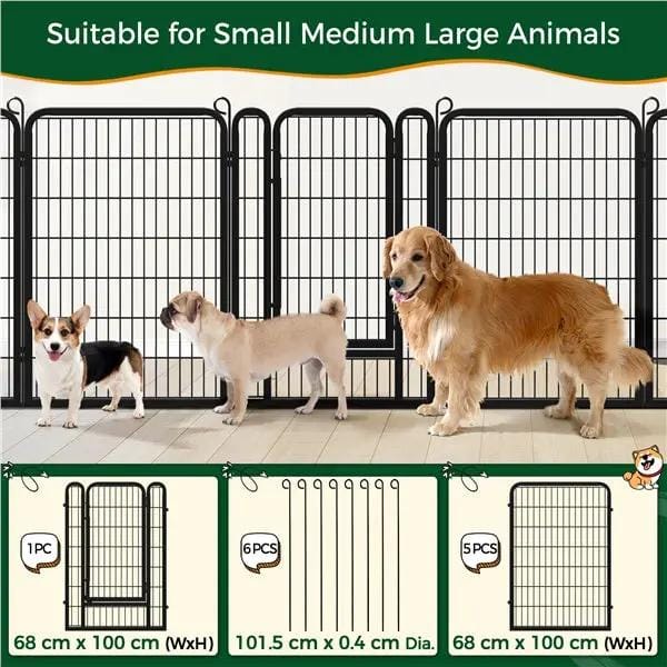 Yaheetech 40 Inch Dog Playpen Panels Black Steel Fence With Door Exercise Pen 40 Inch Dog Playpen Panels Black Steel Fence With Door