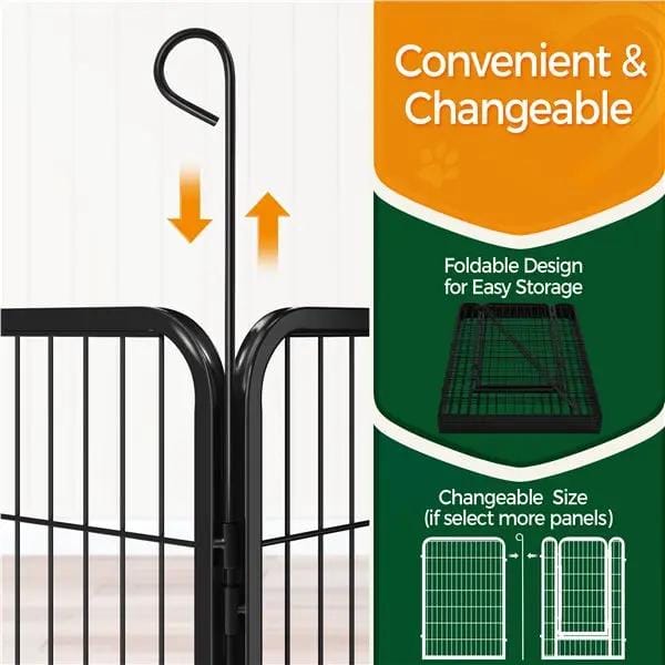 Yaheetech 40 Inch Dog Playpen Panels Black Steel Fence With Door Exercise Pen 40 Inch Dog Playpen Panels Black Steel Fence With Door