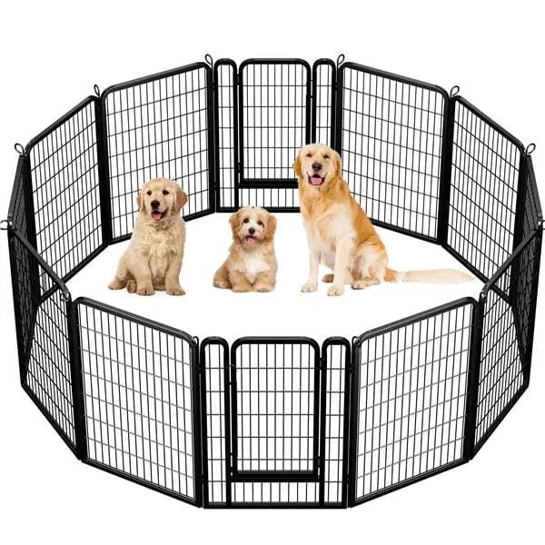 Yaheetech 40 Inch Dog Playpen Panels Black Steel Fence With Door Exercise Pen 40 Inch Dog Playpen Panels Black Steel Fence With Door