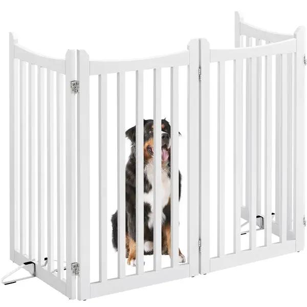 36″ Tall Freestanding Wooden Fence Four-Panel Pet Puppy Fence by Yaheetech