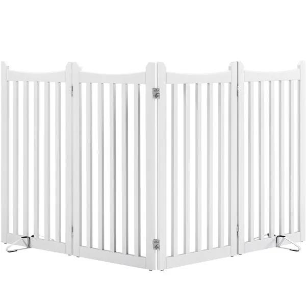 36″ Tall Freestanding Wooden Fence Four-Panel Pet Puppy Fence by Yaheetech