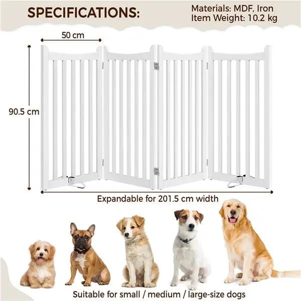 36″ Tall Freestanding Wooden Fence Four-Panel Pet Puppy Fence by Yaheetech