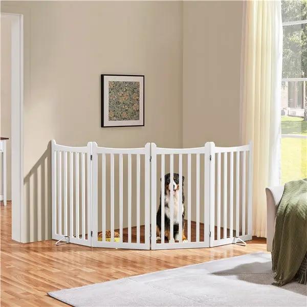 36″ Tall Freestanding Wooden Fence Four-Panel Pet Puppy Fence by Yaheetech