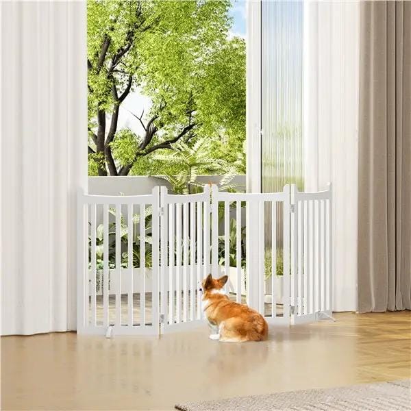36″ Tall Freestanding Wooden Fence Four-Panel Pet Puppy Fence by Yaheetech