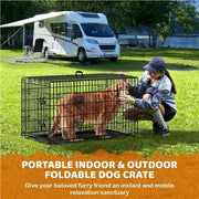 Yaheetech 107 Cm Foldable Metal Dog Crate With Divider By Yaheetech Yaheetech 107 Cm Foldable Metal Dog Crate With Divider