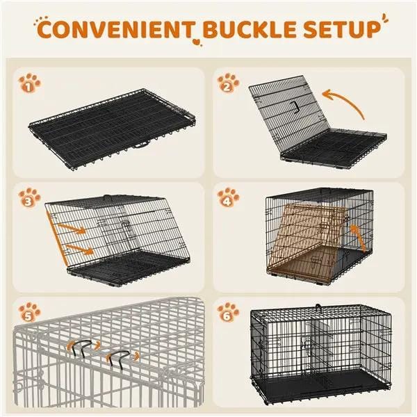 Yaheetech 107 Cm Foldable Metal Dog Crate With Divider By Yaheetech Yaheetech 107 Cm Foldable Metal Dog Crate With Divider