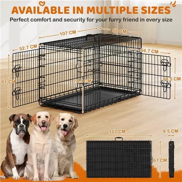 Yaheetech 107 Cm Foldable Metal Dog Crate With Divider By Yaheetech Yaheetech 107 Cm Foldable Metal Dog Crate With Divider