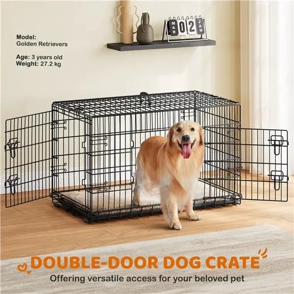 Yaheetech 107 Cm Foldable Metal Dog Crate With Divider By Yaheetech Yaheetech 107 Cm Foldable Metal Dog Crate With Divider