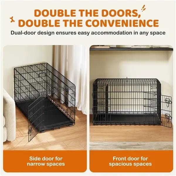 Yaheetech 107 Cm Foldable Metal Dog Crate With Divider By Yaheetech Yaheetech 107 Cm Foldable Metal Dog Crate With Divider