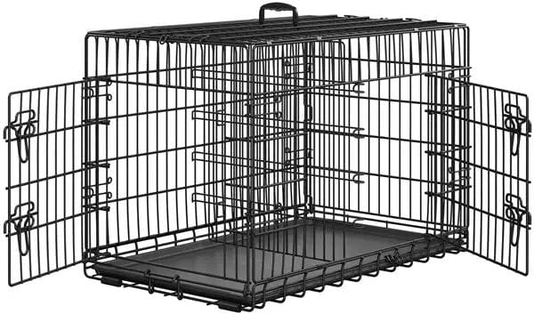 Yaheetech 90 Cm Foldable Metal Dog Crate With Divider Kennel Yaheetech 90 Cm Foldable Metal Dog Crate With Divider