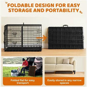 Yaheetech 90 Cm Foldable Metal Dog Crate With Divider Kennel Yaheetech 90 Cm Foldable Metal Dog Crate With Divider