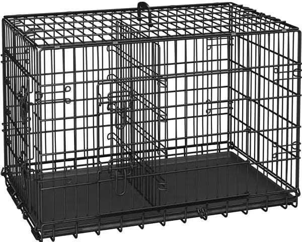 Yaheetech 90 Cm Foldable Metal Dog Crate With Divider Kennel Yaheetech 90 Cm Foldable Metal Dog Crate With Divider