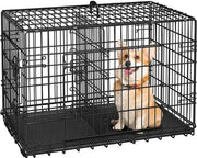 Yaheetech 90 Cm Foldable Metal Dog Crate With Divider Kennel Yaheetech 90 Cm Foldable Metal Dog Crate With Divider