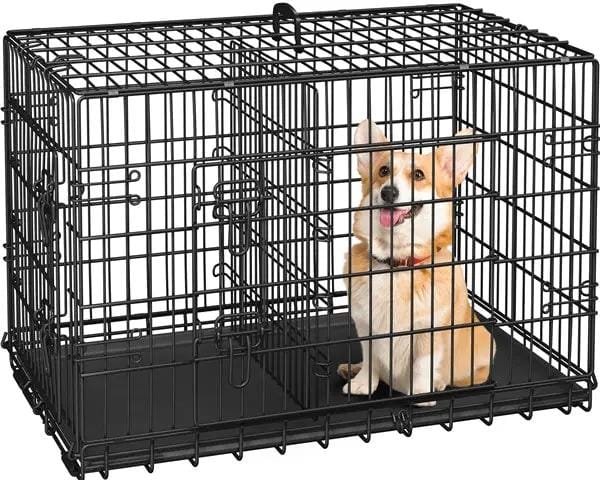 Yaheetech 90 Cm Foldable Metal Dog Crate With Divider Kennel Yaheetech 90 Cm Foldable Metal Dog Crate With Divider