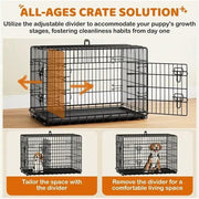 Yaheetech 90 Cm Foldable Metal Dog Crate With Divider Kennel Yaheetech 90 Cm Foldable Metal Dog Crate With Divider