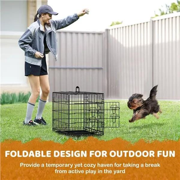 Yaheetech 76 Cm Foldable Metal Dog Crate Wire Cage Kennel With Locking Latches Yaheetech 76 Cm Foldable Metal Dog Crate With Latches