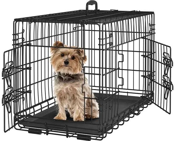 Yaheetech 76 Cm Foldable Metal Dog Crate Wire Cage Kennel With Locking Latches Yaheetech 76 Cm Foldable Metal Dog Crate With Latches