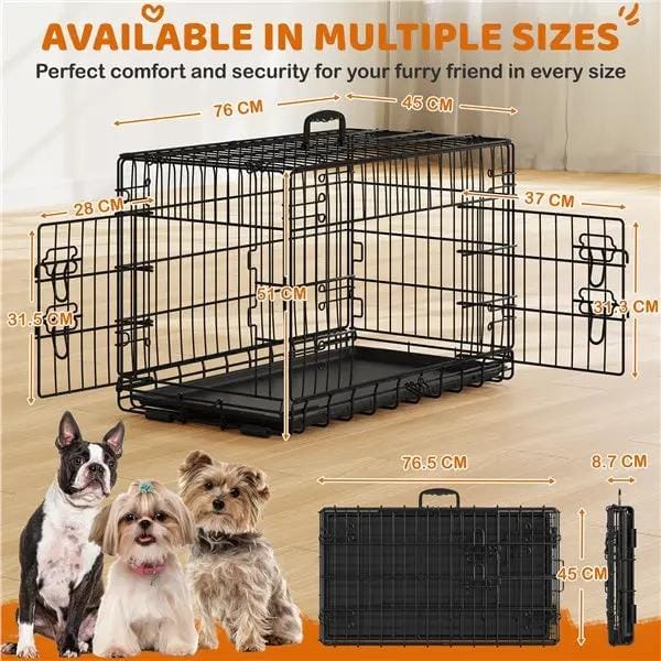 Yaheetech 76 Cm Foldable Metal Dog Crate Wire Cage Kennel With Locking Latches Yaheetech 76 Cm Foldable Metal Dog Crate With Latches