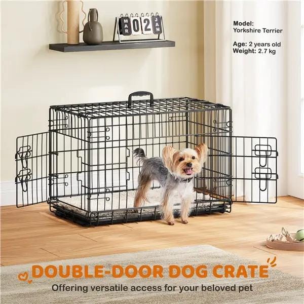 Yaheetech 76 Cm Foldable Metal Dog Crate Wire Cage Kennel With Locking Latches Yaheetech 76 Cm Foldable Metal Dog Crate With Latches