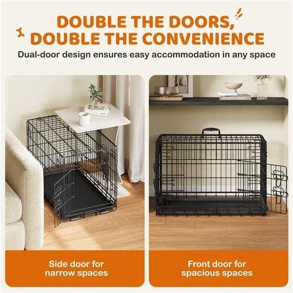 Yaheetech 76 Cm Foldable Metal Dog Crate Wire Cage Kennel With Locking Latches Yaheetech 76 Cm Foldable Metal Dog Crate With Latches