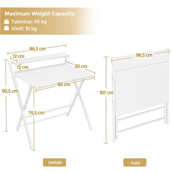 2-Tier Foldable Computer Desk w/ Monitor Shelf Small Table for Home Office by Yaheetech