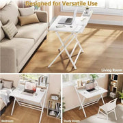 2-Tier Foldable Computer Desk w/ Monitor Shelf Small Table for Home Office by Yaheetech