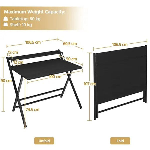2-Tier Foldable Computer Desk w/ Monitor Shelf Home Office Table by Yaheetech