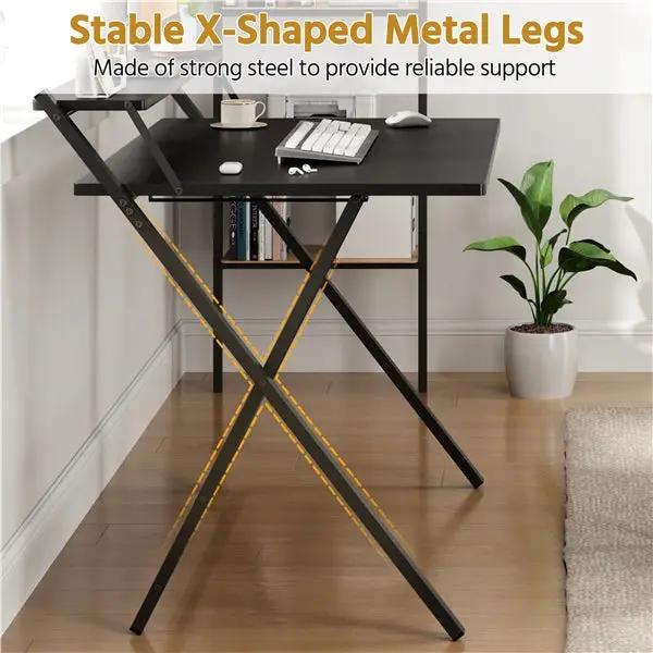 2-Tier Foldable Computer Desk w/ Monitor Shelf Home Office Table by Yaheetech