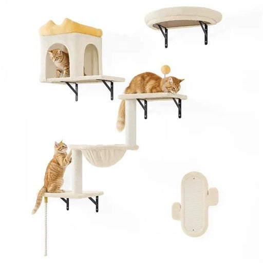 Yaheetech Yaheetech Wall-Mounted Cat Furniture — Cat Condo, Shelves, Basket & Scratching Post Set Yaheetech Wall-Mounted Cat Furniture — Cat Condo, Shelves, Basket & Scratching Post Set