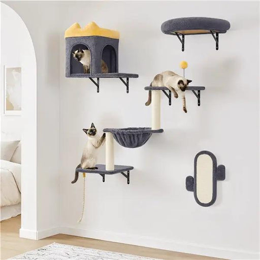 Yaheetech Yaheetech Wall-Mounted Cat Furniture — Cat Condo, Shelves, Basket & Scratching Post Set Yaheetech Wall-Mounted Cat Furniture — Cat Condo, Shelves, Basket & Scratching Post Set
