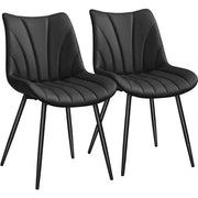 2x Modern Faux Leather Upholstered Dining Chairs with Metal Legs by Yaheetech